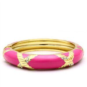 Sunny Summer Gold Tone Hinged Cuff X Cross Yellow Enamel Bright Pink Bracelet